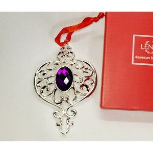 Lenox silver plated purple heart/spire ornament